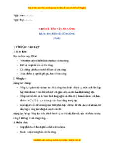 Giáo án Bài 8 Đạo đức lớp 4 Cánh diều: Em bảo vệ của công