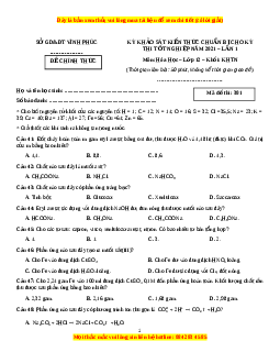 Đề thi thử Hóa Học Sở Vĩnh Phúc lần 1 năm 2021