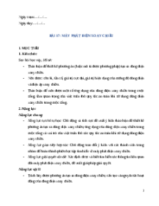 Giáo án Bài 17 Vật Lí 12 Kết nối tri thức (2025): Máy phát điện xoay chiều