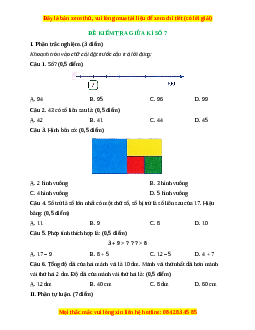 Đề thi giữa kì 1 Toán lớp 2 Cánh diều - Đề 7