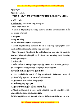 Giáo án Thứ tự trong tập hợp các số tự nhiên Toán 6 Kết nối tri thức