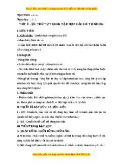 Giáo án Thứ tự trong tập hợp các số tự nhiên Toán 6 Kết nối tri thức