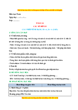 Giáo án Các phép tính dạng 10 + 4, 14 - 4 Toán lớp 1 Chân trời sáng tạo