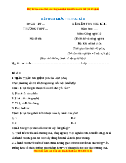 Đề thi Công nghệ 10 cuối kì 2 Kết nối tri thức (Công nghệ thiết kế)- Đề 2
