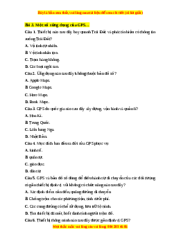 Trắc nghiệm Bài 3 Địa lí 10 Chân trời sáng tạo: Một số ứng dụng của GPS và bản đồ trong đời sống