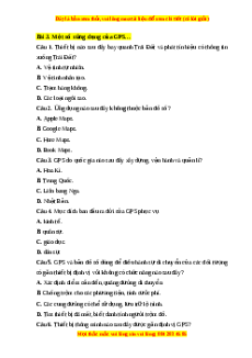 Trắc nghiệm Bài 3 Địa lí 10 Chân trời sáng tạo: Một số ứng dụng của GPS và bản đồ trong đời sống