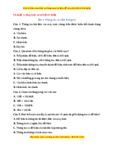 Trắc nghiệm Bài 1 Tin học 10 Kết nối tri thức: Thông tin và xử lí thông tin