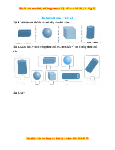 Bài tập cuối tuần Toán lớp 2 Tuần 23 Cánh diều (có lời giải)