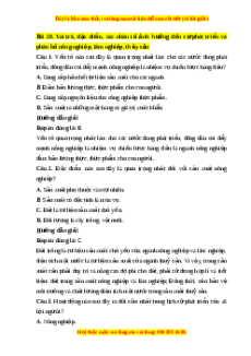Trắc nghiệm Bài 20: Vai trò, đặc điểm, các nhân tố ảnh hưởng đến sự phát triển và phân bố nông nghiệp, lâm nghiệp, thuỷ sản Địa lí 10 Cánh diều