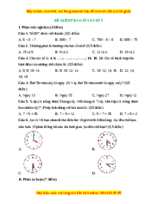 Đề thi giữa kì 2 Toán lớp 2 Cánh diều - Đề 5