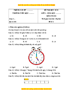 Đề thi cuối kì 2 Toán lớp 1 Kết nối tri thức (Đề 2)