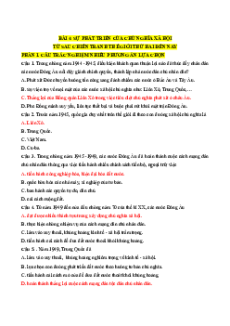 Trắc nghiệm Bài 4: Sự phát triển của chủ nghĩa xã hội từ sau chiến tranh thế giới thứ hai đến nay Lịch sử 11 Đúng-Sai 2025