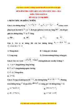 Đề thi cuối học kì 2 Toán 10 Cánh diều có đáp án (Đề 6)