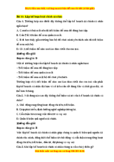 Trắc nghiệm KTPL 10 Bài 11 Chân trời sáng tạo: Lập kế hoạch tài chính cá nhân