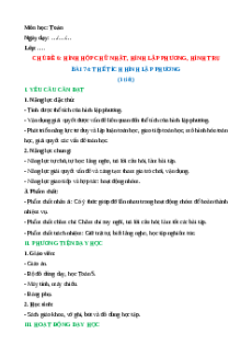 Giáo án Thể tích hình lập phương Toán lớp 5 Chân trời sáng tạo