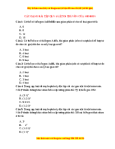 Trắc nghiệm Các dạng bài tập quy định di truyền của Menđen Sinh học 9