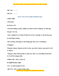 Giáo án Ôn tập chủ đề trường học TNXH lớp 2 Chân trời sáng tạo