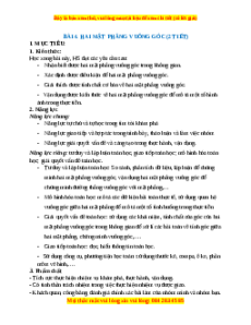 Giáo án Hai mặt phẳng vuông góc Toán 11 Cánh diều