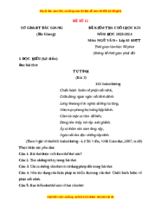 Đề thi cuối kì 1 Ngữ Văn 10 Kết nối tri thức (Đề 12)