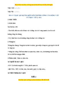 Giáo án Thực hành tìm hiểu môi trường sống của động vật và thực vật TNXH lớp 2 Chân trời sáng tạo
