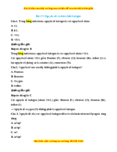 Trắc nghiệm Nguyên tố và đơn chất halogen Hóa 10 Cánh diều