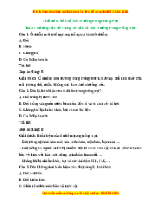 Trắc nghiệm Bài 22: Những vấn đề chung về bảo vệ môi trường trong trồng trọt Công nghệ 10 Cánh diều
