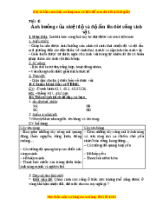 Giáo án Ảnh hưởng của nhiệt độ và độ ẩm lên đời sống sinh vật Sinh học 9