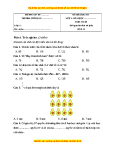 Đề thi cuối kì 1 Toán lớp 3 Cánh diều - Đề 12