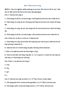Trắc nghiệm Bài 6: Nhiệt hoá hơi riêng Vật lí 12 Đúng-Sai, Trả lời ngắn Kết nối tri thức  2025