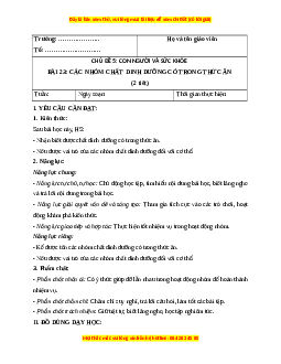 Giáo án Bài 23 Khoa học lớp 4 (Chân trời sáng tạo): Các nhóm chất dinh dưỡng có trong thức ăn