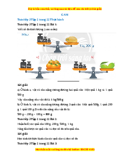 Giải Sgk Toán lớp 3 Bài 8: Gam (Chân trời sáng tạo)