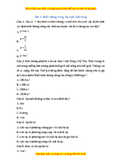 Trắc nghiệm Khối lượng riêng. Áp suất chất lỏng Vật lí 10 Cánh diều