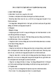 Giáo án Bài 3 Lịch sử 12 Cánh diều (2024): Trật tự thế giới sau Chiến tranh lạnh