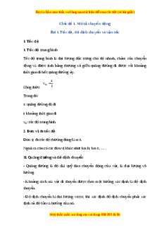 Lý thuyết Vật lí 10 Cánh diều Chủ đề 1 Bài 1: Tốc độ, độ dịch chuyển và vận tốc