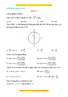 Đề thi giữa kì 1 Toán 11 Kết nối tri thức (đề 5)