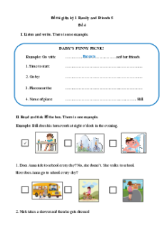 Đề thi giữa kì 1 Tiếng Anh lớp 5 Family and Friends (Đề 4 có file nghe)