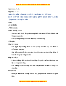 Giáo án GDQP 10 Bài 7 (Cánh diều): Một số nội dung điều lệnh quản lí bộ đội và điều lệnh công an nhân dân