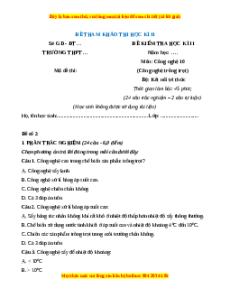 Đề thi Công nghệ 10 cuối kì 2 Kết nối tri thức (Công nghệ trồng trọt) - Đề 2