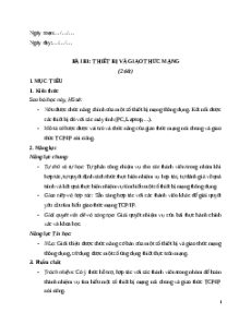Giáo án Bài B1: Thiết bị và giao thức mạng Tin học 12 Chân trời sáng tạo