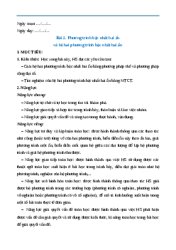 Giáo án Giải hệ hai phương trình bậc nhất hai ẩn Toán 9 Kết nối tri thức