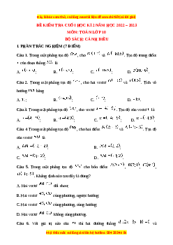 Đề thi cuối học kì 2 Toán 10 Cánh diều có đáp án (Đề 4)