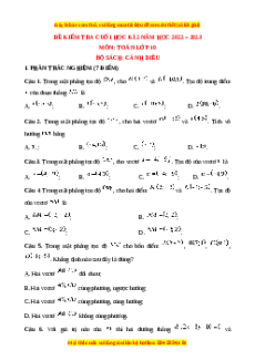 Đề thi cuối học kì 2 Toán 10 Cánh diều có đáp án (Đề 4)