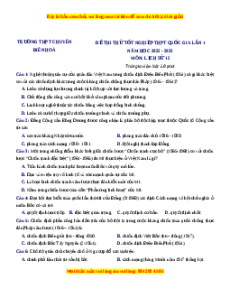Đề thi thử Lịch sử trường Chuyên Biên Hòa lần 1 năm 2023