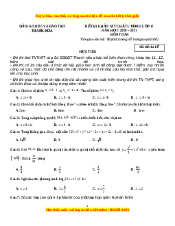 Đề thi thử Toán Sở Thanh Hóa năm 2021