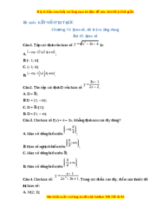 Trắc nghiệm Hàm số Toán 10 Kết nối tri thức