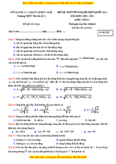 Đề thi thử Vật Lí trường Tiên Du 1 năm 2021