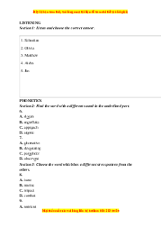 Đề thi cuối kì 1 Tiếng Anh 10 Friends Global (Đề 5 kèm file nghe)