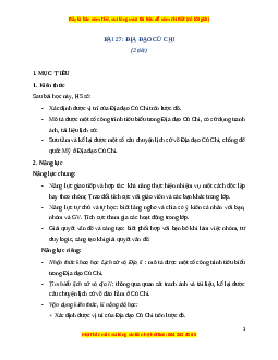 Giáo án Bài 27 Lịch sử & Địa lí lớp 4 Chân trời sáng tạo: Địa đạo Củ Chi