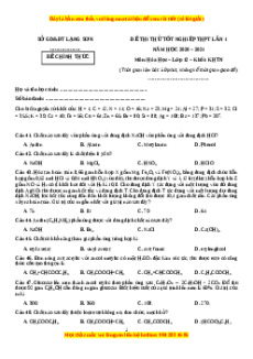 Đề thi thử Hóa Học Sở Lạng Sơn lần 1 năm 2021