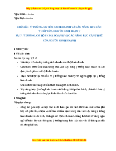 Giáo án Bài 7 KTPL 11 Cánh diều: Ý tưởng, cơ hội kinh doanh và các năng lực cần thiết của người kinh doanh